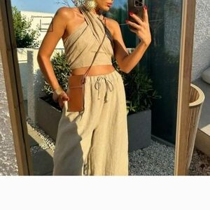 Zara linen halter top and palazzo pants set